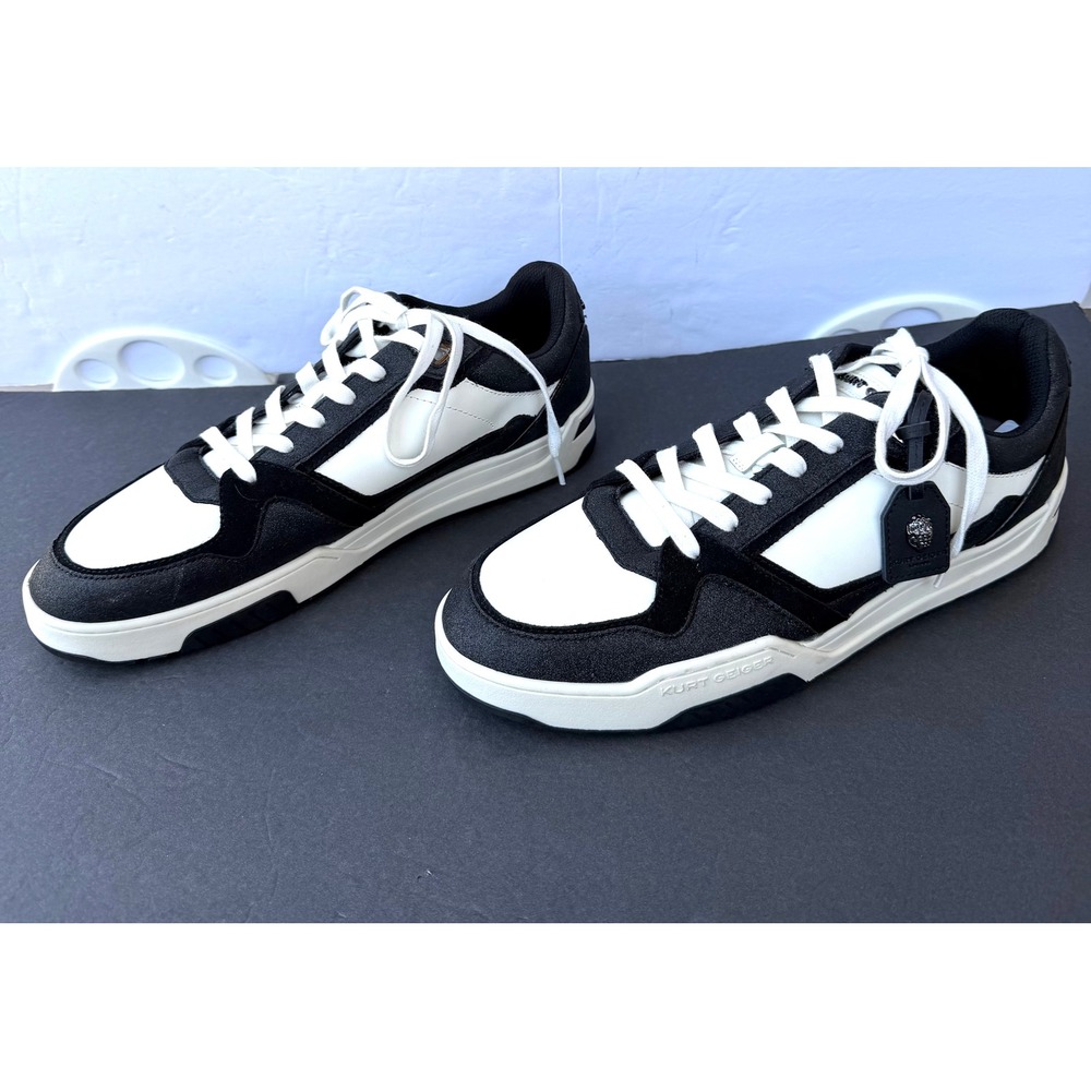 Kurt Geiger London Mens Black Sparkle White Eagle Head New Low Top Sneakers NWOB